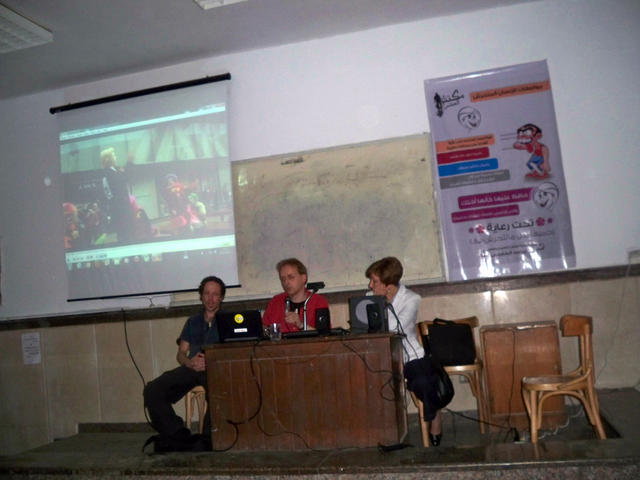 Rebel Clown presentation Ain-Shams University Cairo - November 2012 - Photo: Hans and Maro